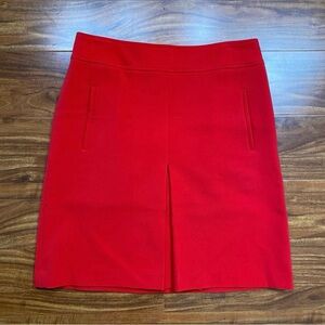 Ann Taylor LOFT Orange Red Thick Pleated Stretch A Line Skirt Size 4 Classic